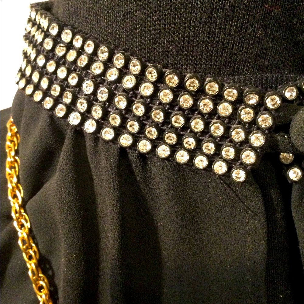 💥VITG BLACK CHIFFON RHINESTONE DRESS FRO 1960’S